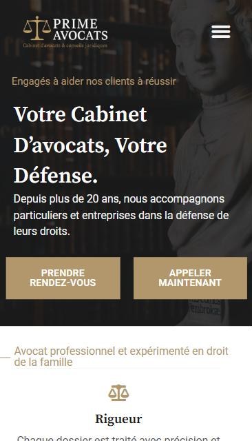Version mobile du site démo Prime Avocats
