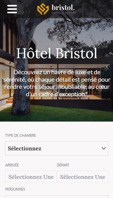 Version mobile du site démo Hôtel Bristol