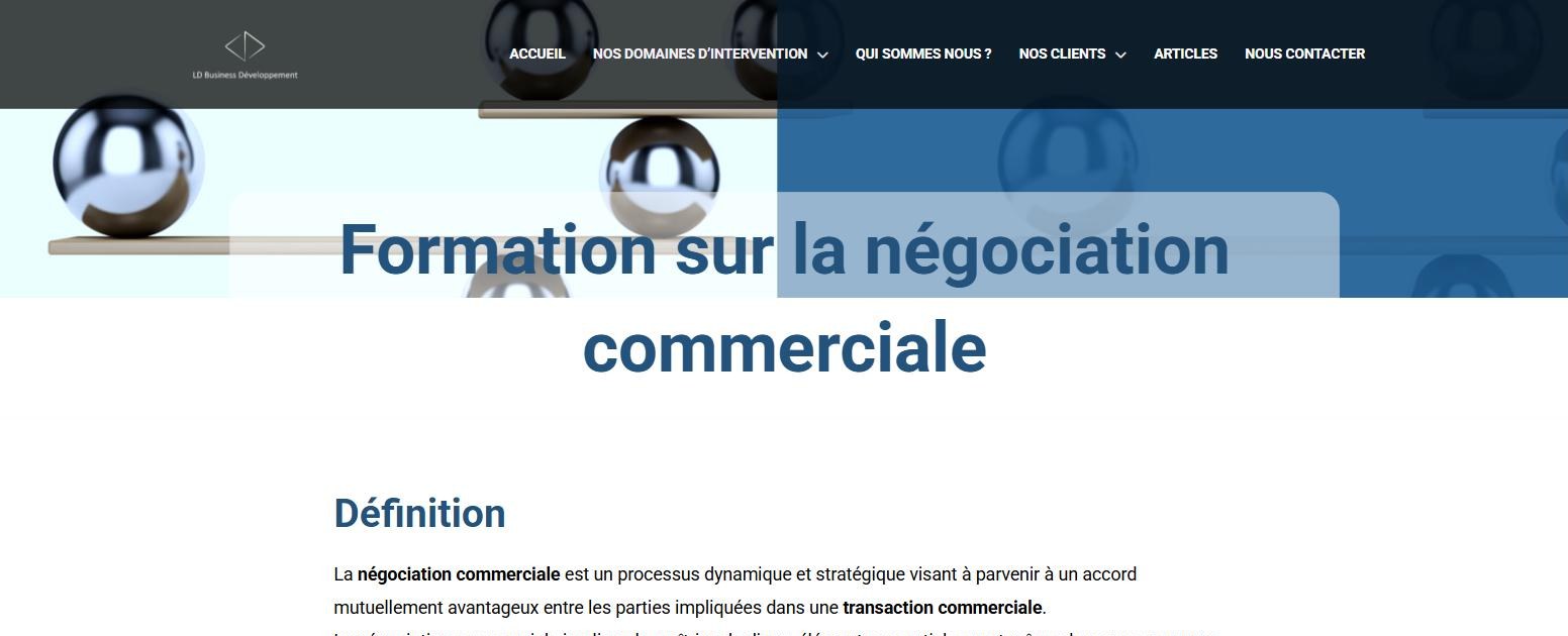 Page de formation sur la négociation commerciale du site LD-BD