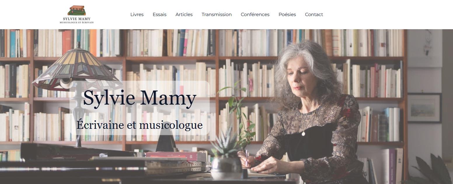 Page d'accueil du site de Sylvie Mamy, écrivaine et musicologue, réalisé avec WordPress