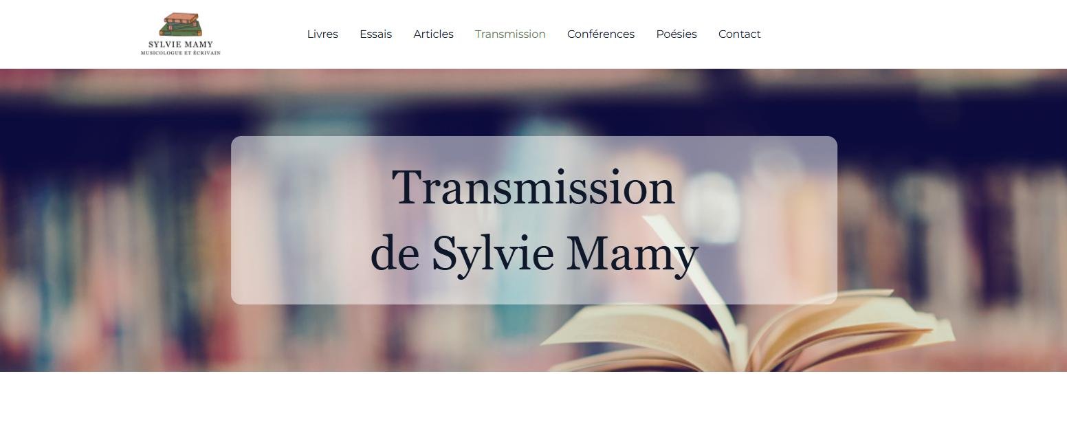 Page Transmission du site de Sylvie Mamy