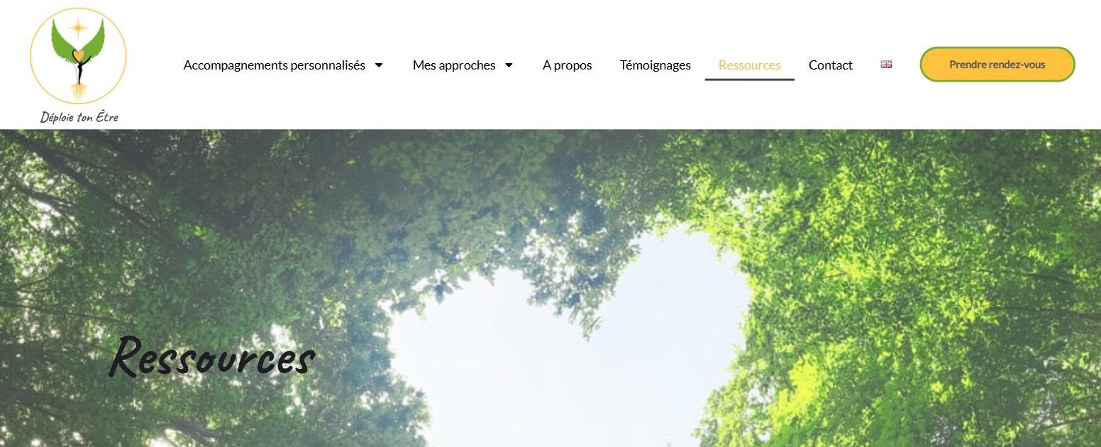 Page Ressources du site Déploie ton Être